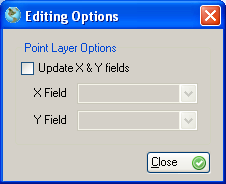 Editing options dialog