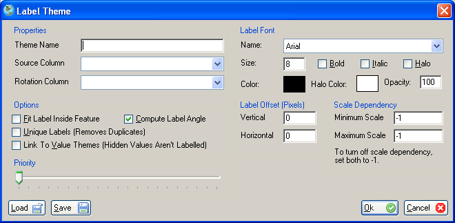 Label theme dialog